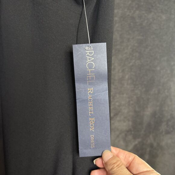 RACHEL Rachel Roy Cold Shoulder Ruffle Halter Dress Black Size M NEW - Picture 7 of 11